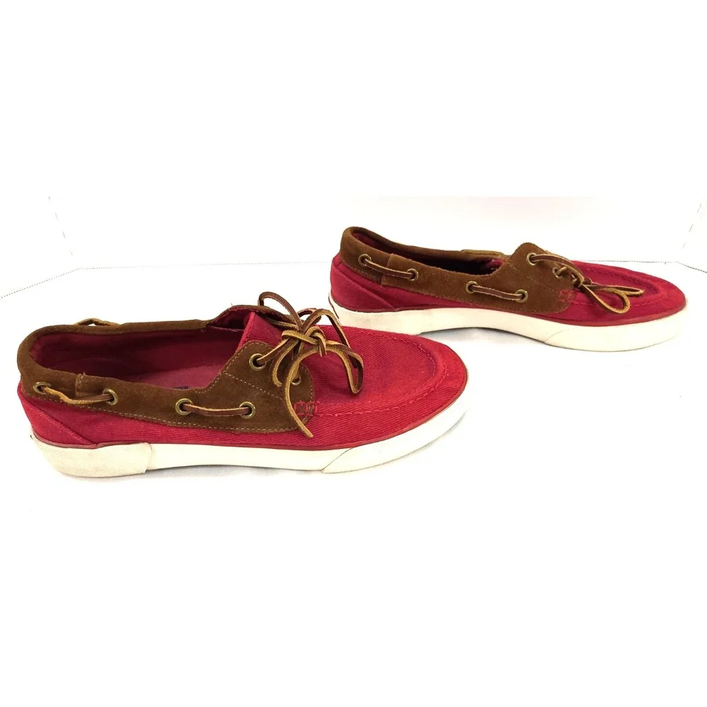 POLO RALPH LAUREN Rylander Boat Shoes Mens 8 D Red/Brown Suede Casual
